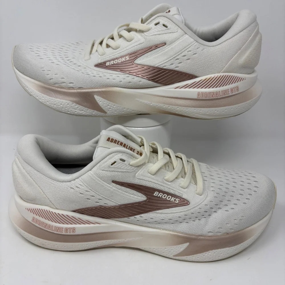 Brooks Adrenaline GTS 24 Women's Size 9 White Rose Gold Running Shoes Sneakers